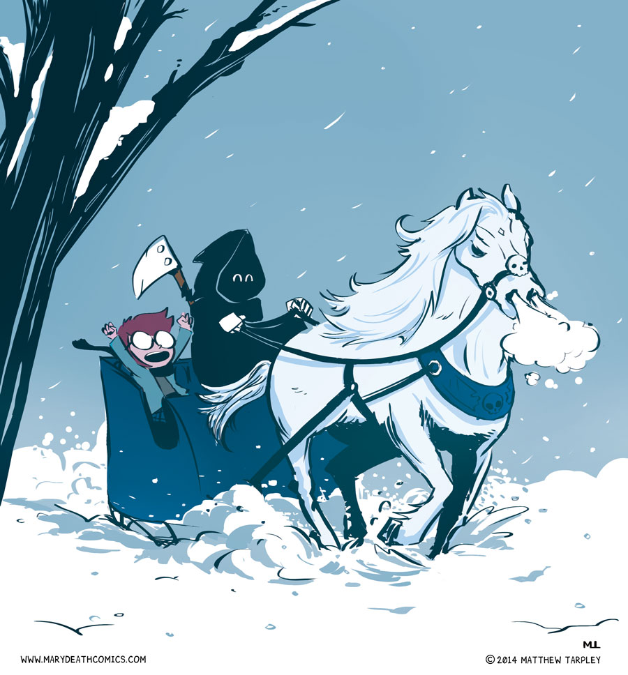 Dashing through the snow, in a Pale horse open sleigh, O'er the fields we go, slaying all the way.